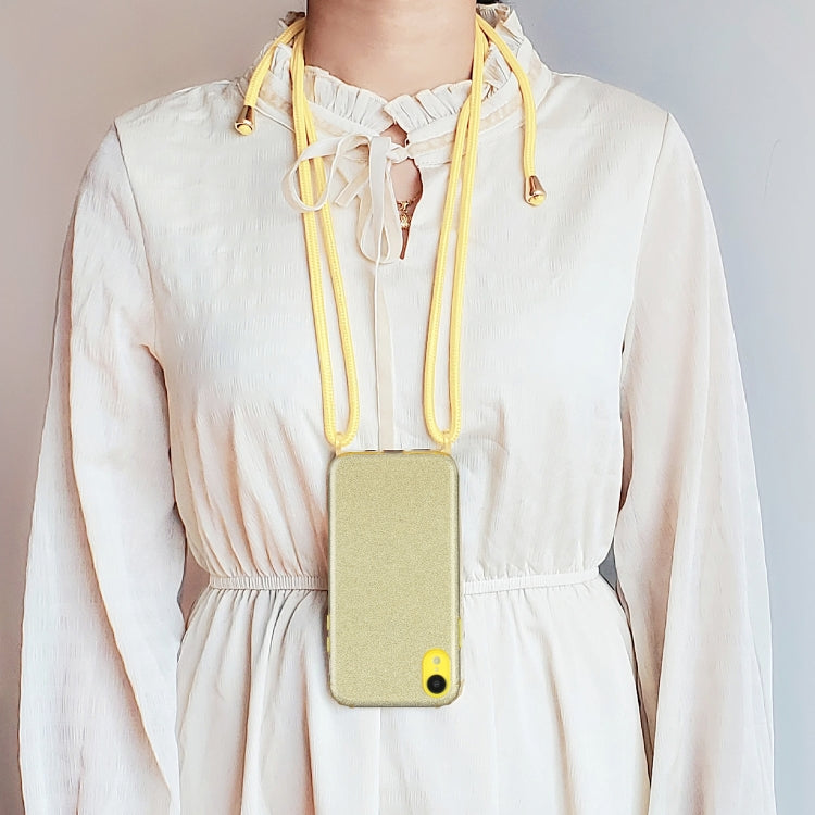 For iPhone XR Glitter Powder Shockproof TPU Protective Case with Lanyard