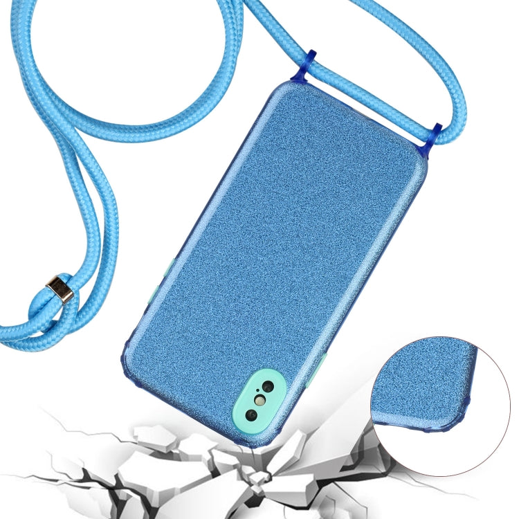For iPhone XS Max Glitter Powder Shockproof TPU Protective Case with Lanyard
