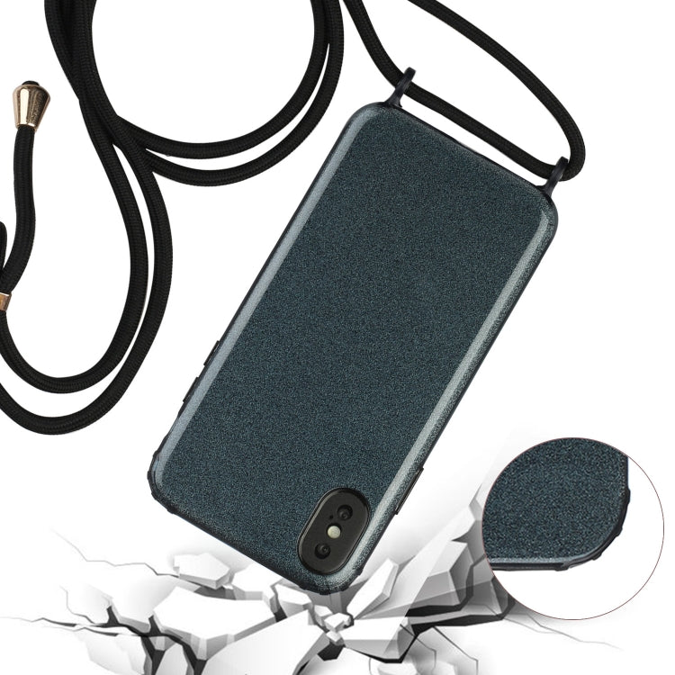 For iPhone XS Max Glitter Powder Shockproof TPU Protective Case with Lanyard