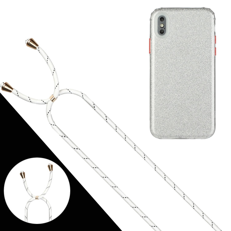 For iPhone XS Max Glitter Powder Shockproof TPU Protective Case with Lanyard