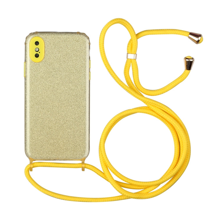 For iPhone XS Max Glitter Powder Shockproof TPU Protective Case with Lanyard