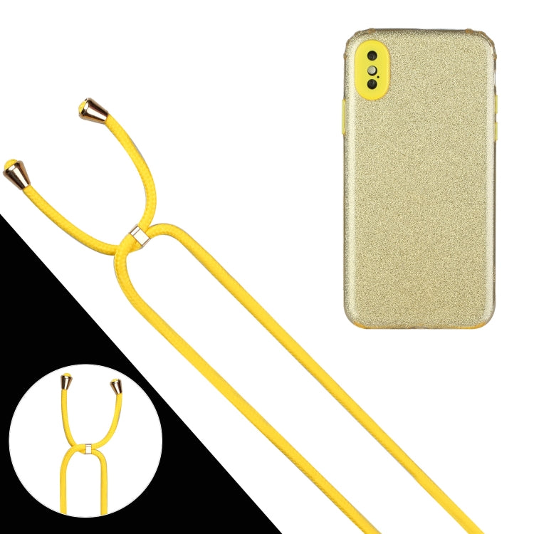 For iPhone XS Max Glitter Powder Shockproof TPU Protective Case with Lanyard