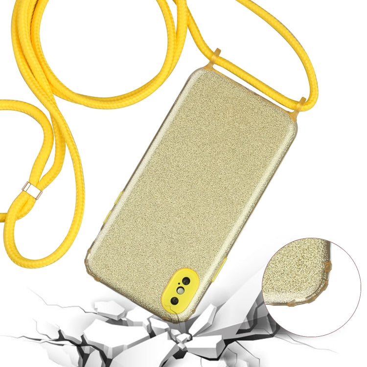 For iPhone XS Max Glitter Powder Shockproof TPU Protective Case with Lanyard