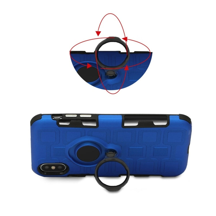 For iPhone X 3 In 1 Cube PC + TPU Protective Case with 360 Degrees Rotate Black Ring Holder