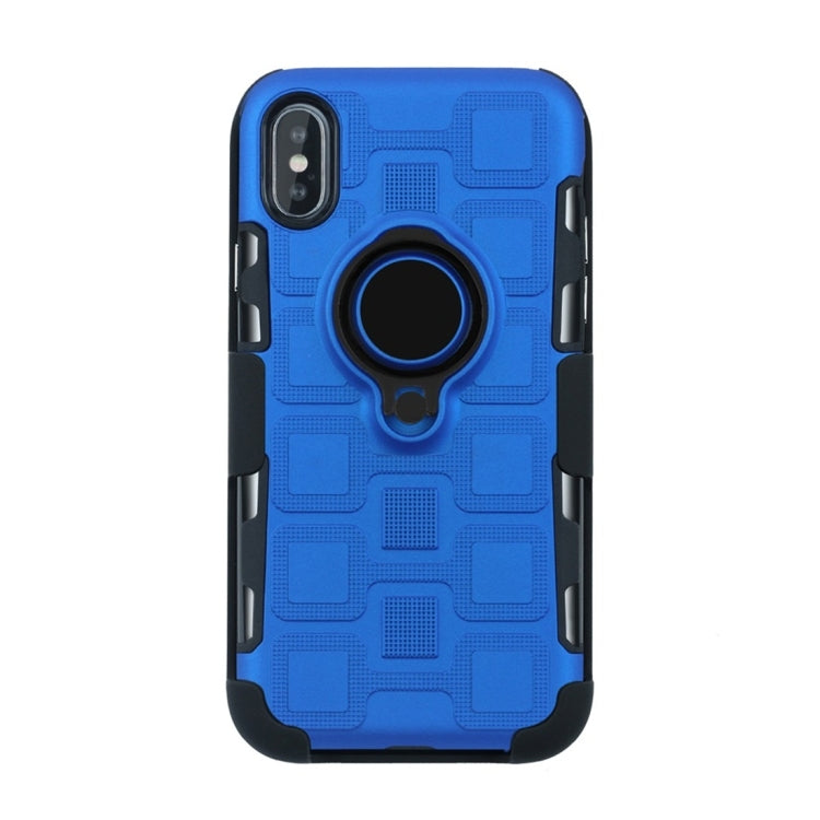 For iPhone X 3 In 1 Cube PC + TPU Protective Case with 360 Degrees Rotate Black Ring Holder