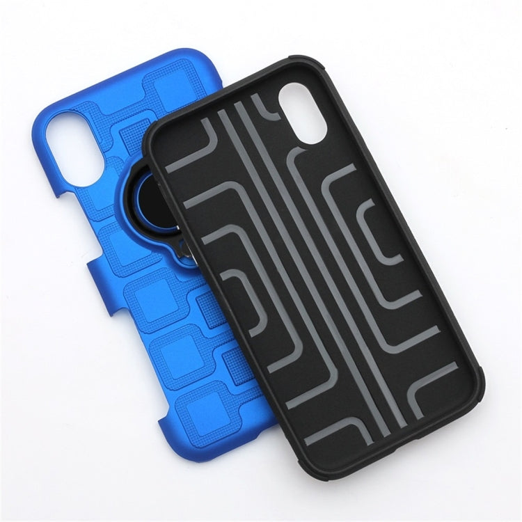 For iPhone X 3 In 1 Cube PC + TPU Protective Case with 360 Degrees Rotate Black Ring Holder