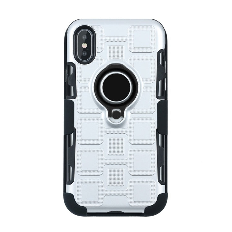 For iPhone X 3 In 1 Cube PC + TPU Protective Case with 360 Degrees Rotate Black Ring Holder