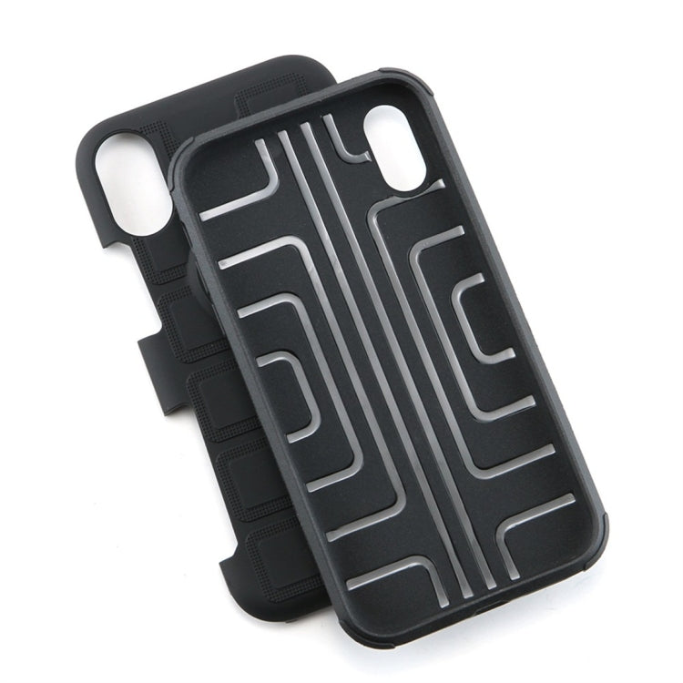 For iPhone XS 3 In 1 Cube PC + TPU Protective Case with 360 Degrees Rotate Black Ring Holder