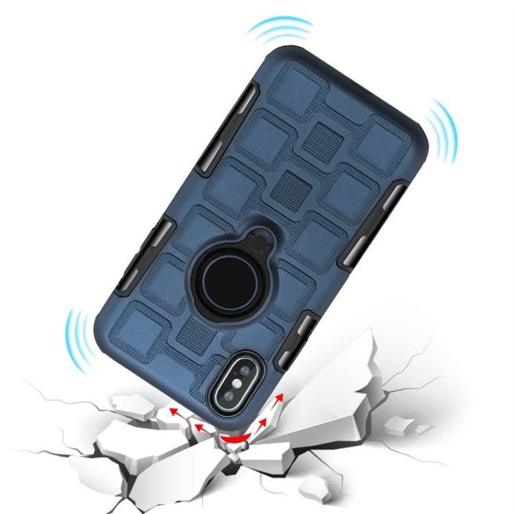 For iPhone XS 3 In 1 Cube PC + TPU Protective Case with 360 Degrees Rotate Black Ring Holder