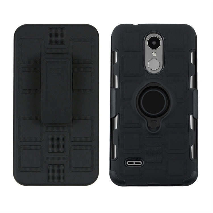 For LG K4 (2017) EU Version 3 In 1 Cube PC + TPU Protective Case with 360 Degrees Rotate Black Ring Holder