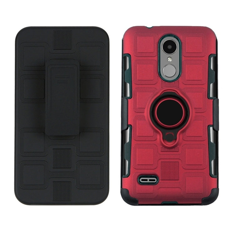 For LG K4 (2017) EU Version 3 In 1 Cube PC + TPU Protective Case with 360 Degrees Rotate Black Ring Holder