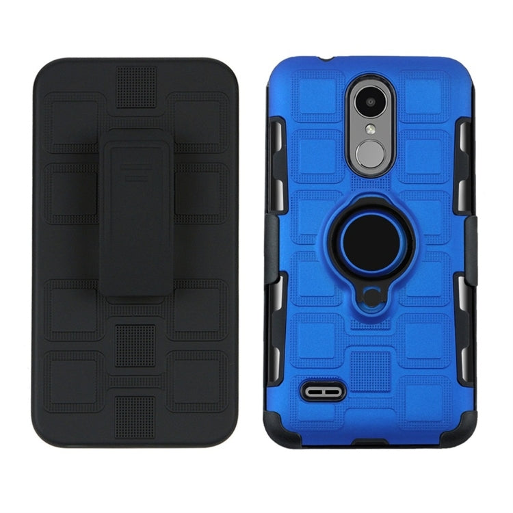 For LG K4 (2017) EU Version 3 In 1 Cube PC + TPU Protective Case with 360 Degrees Rotate Black Ring Holder