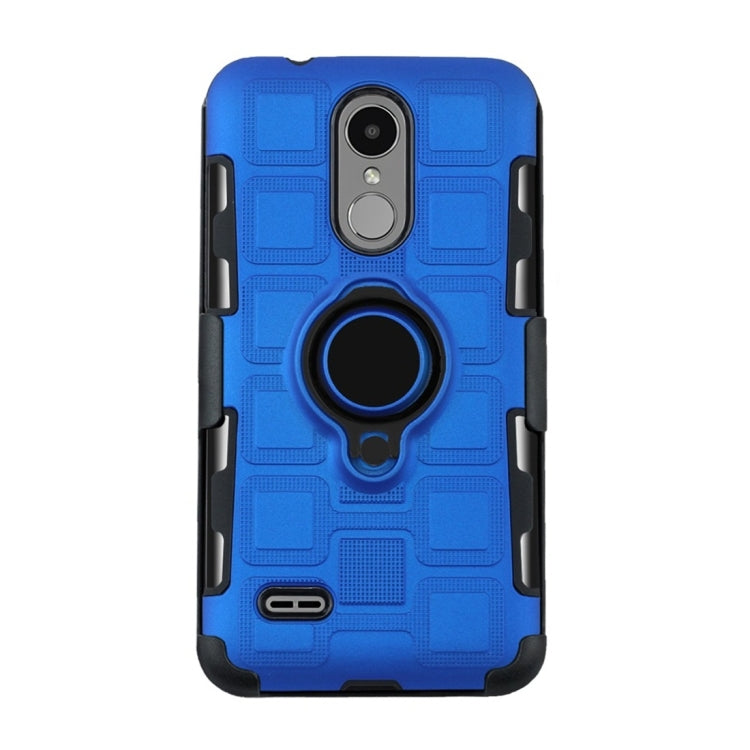 For LG K4 (2017) EU Version 3 In 1 Cube PC + TPU Protective Case with 360 Degrees Rotate Black Ring Holder