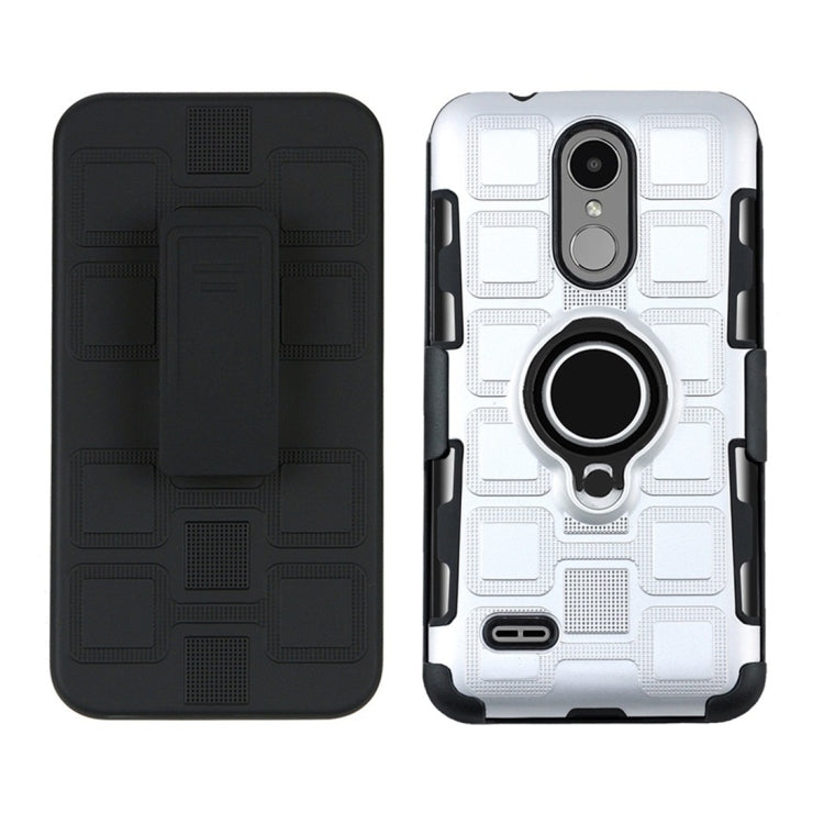 For LG K4 (2017) EU Version 3 In 1 Cube PC + TPU Protective Case with 360 Degrees Rotate Black Ring Holder