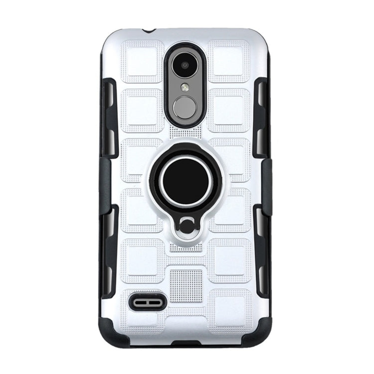 For LG K4 (2017) EU Version 3 In 1 Cube PC + TPU Protective Case with 360 Degrees Rotate Black Ring Holder