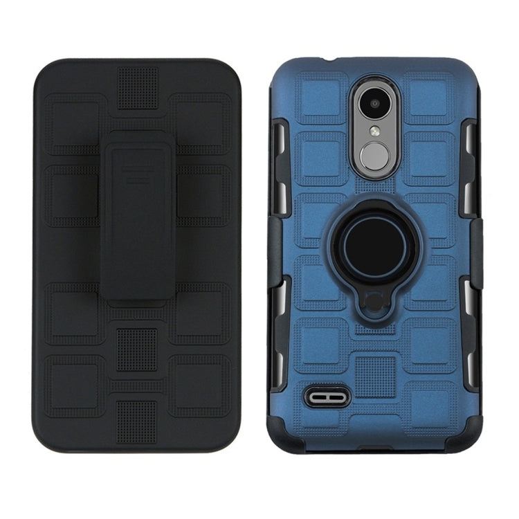 For LG K4 (2017) EU Version 3 In 1 Cube PC + TPU Protective Case with 360 Degrees Rotate Black Ring Holder