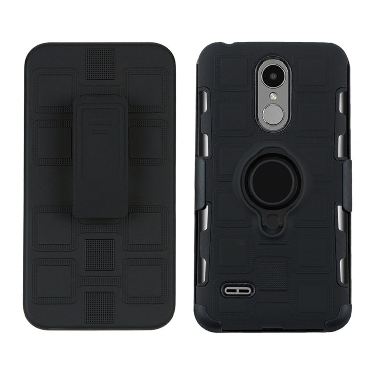 For LG K8 (2017) EU Version 3 In 1 Cube PC + TPU Protective Case with 360 Degrees Rotate Black Ring Holder