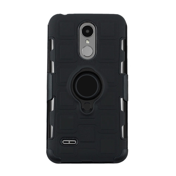 For LG K8 (2017) EU Version 3 In 1 Cube PC + TPU Protective Case with 360 Degrees Rotate Black Ring Holder