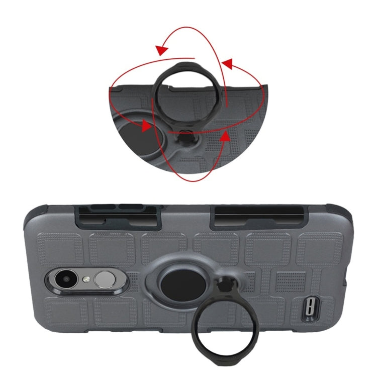 For LG K8 (2017) EU Version 3 In 1 Cube PC + TPU Protective Case with 360 Degrees Rotate Black Ring Holder