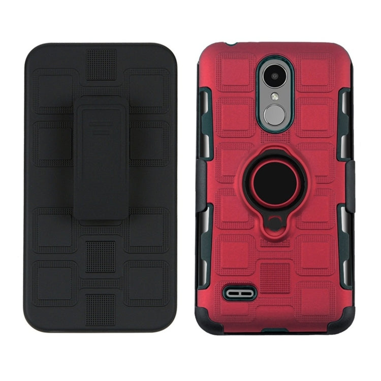 For LG K8 (2017) EU Version 3 In 1 Cube PC + TPU Protective Case with 360 Degrees Rotate Black Ring Holder