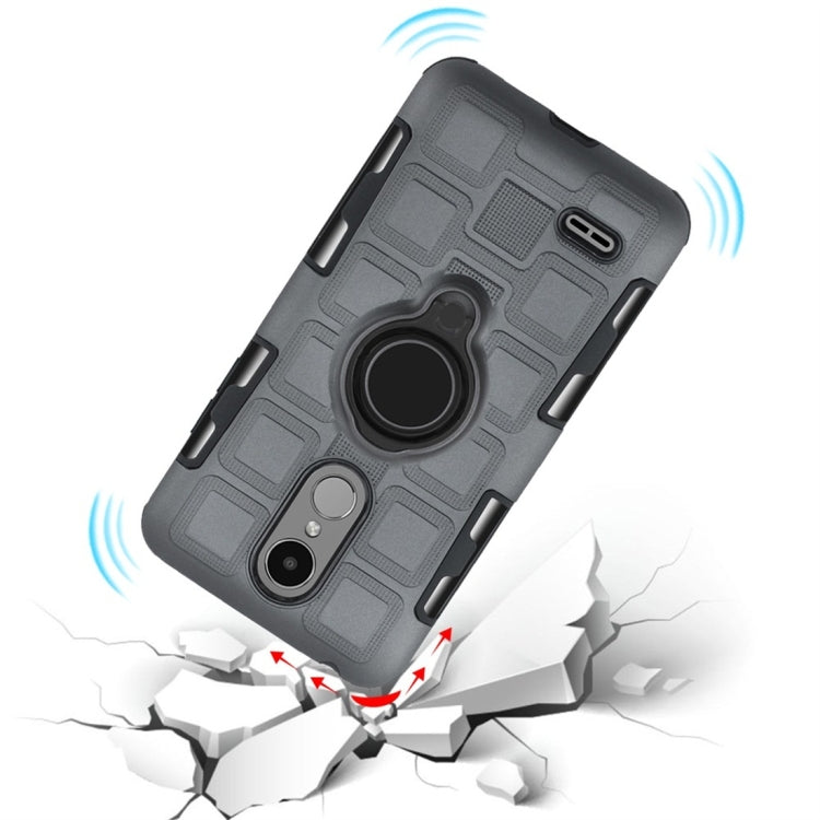 For LG K8 (2017) EU Version 3 In 1 Cube PC + TPU Protective Case with 360 Degrees Rotate Black Ring Holder