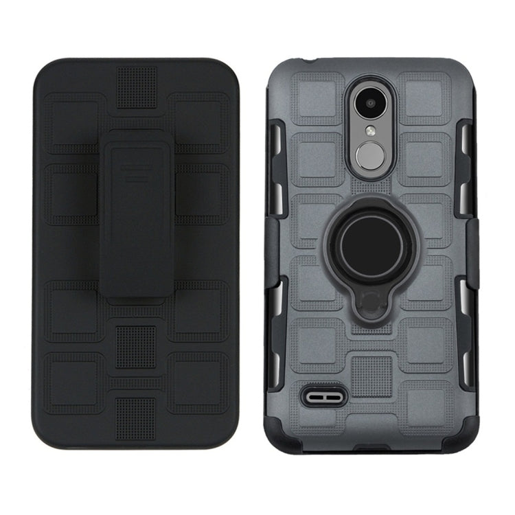 For LG K8 (2017) EU Version 3 In 1 Cube PC + TPU Protective Case with 360 Degrees Rotate Black Ring Holder