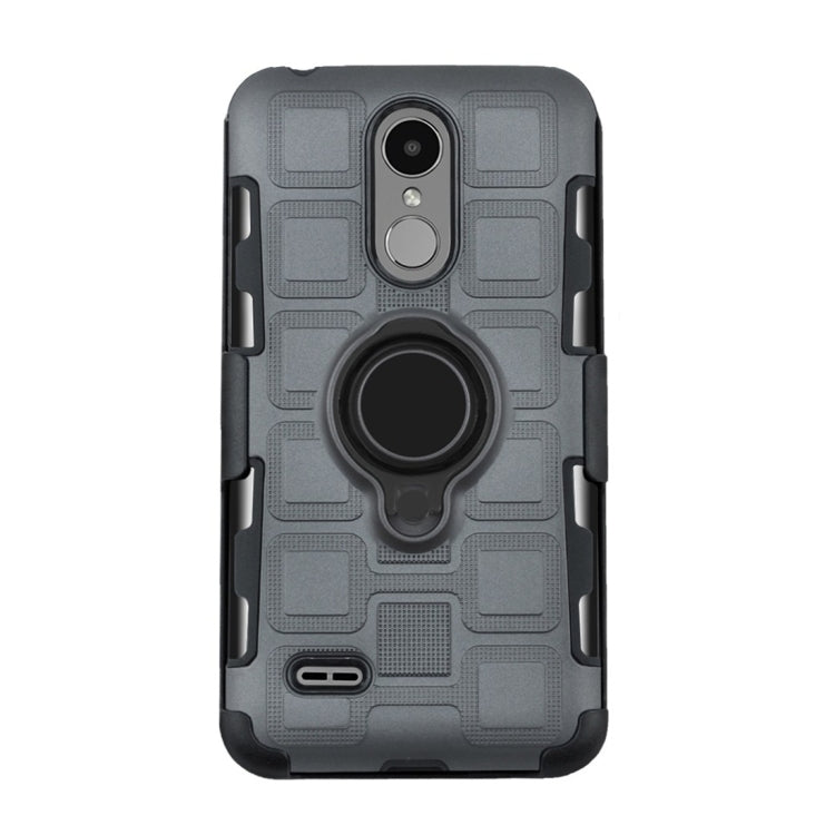 For LG K8 (2017) EU Version 3 In 1 Cube PC + TPU Protective Case with 360 Degrees Rotate Black Ring Holder