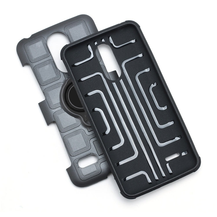 For LG K8 (2017) EU Version 3 In 1 Cube PC + TPU Protective Case with 360 Degrees Rotate Black Ring Holder