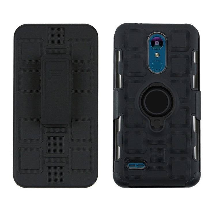 For LG K8 (2018) 3 In 1 Cube PC + TPU Protective Case with 360 Degrees Rotate Black Ring Holder