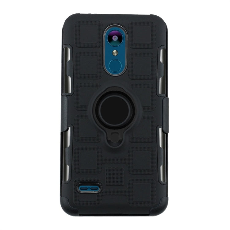 For LG K8 (2018) 3 In 1 Cube PC + TPU Protective Case with 360 Degrees Rotate Black Ring Holder