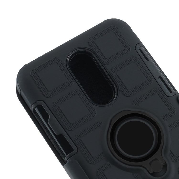 For LG K8 (2018) 3 In 1 Cube PC + TPU Protective Case with 360 Degrees Rotate Black Ring Holder