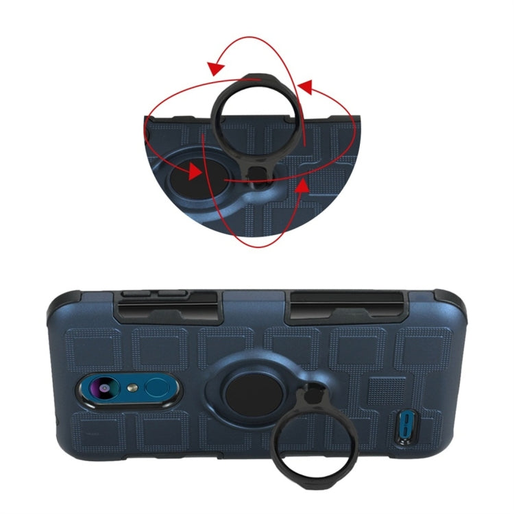 For LG K8 (2018) 3 In 1 Cube PC + TPU Protective Case with 360 Degrees Rotate Black Ring Holder