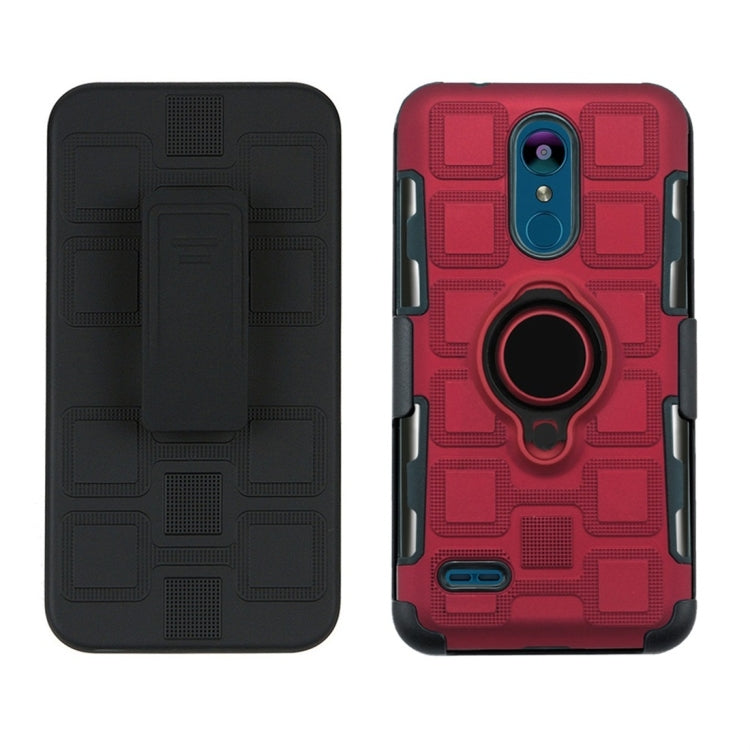 For LG K8 (2018) 3 In 1 Cube PC + TPU Protective Case with 360 Degrees Rotate Black Ring Holder
