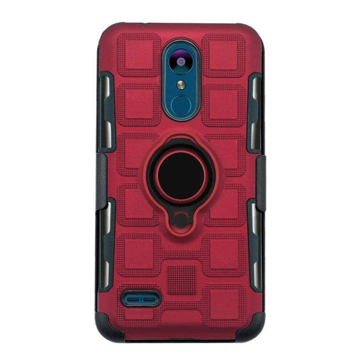 For LG K8 (2018) 3 In 1 Cube PC + TPU Protective Case with 360 Degrees Rotate Black Ring Holder