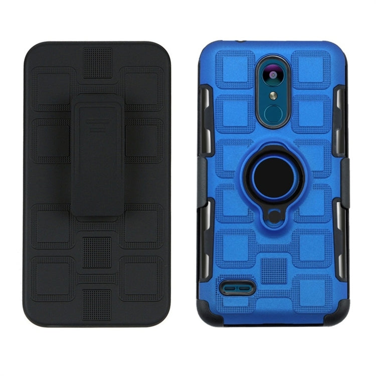 For LG K8 (2018) 3 In 1 Cube PC + TPU Protective Case with 360 Degrees Rotate Black Ring Holder