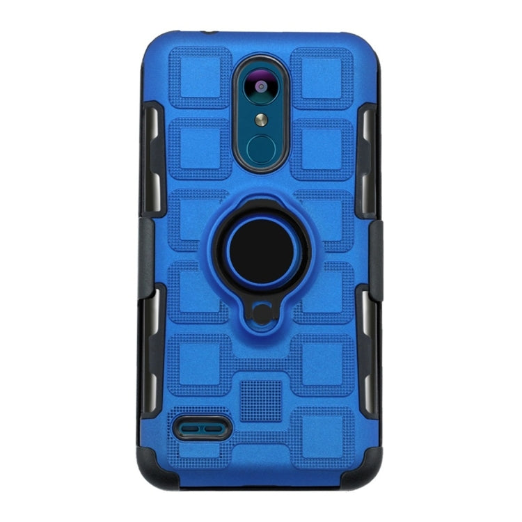 For LG K8 (2018) 3 In 1 Cube PC + TPU Protective Case with 360 Degrees Rotate Black Ring Holder