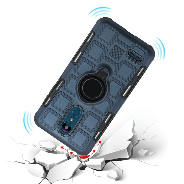 For LG K8 (2018) 3 In 1 Cube PC + TPU Protective Case with 360 Degrees Rotate Black Ring Holder