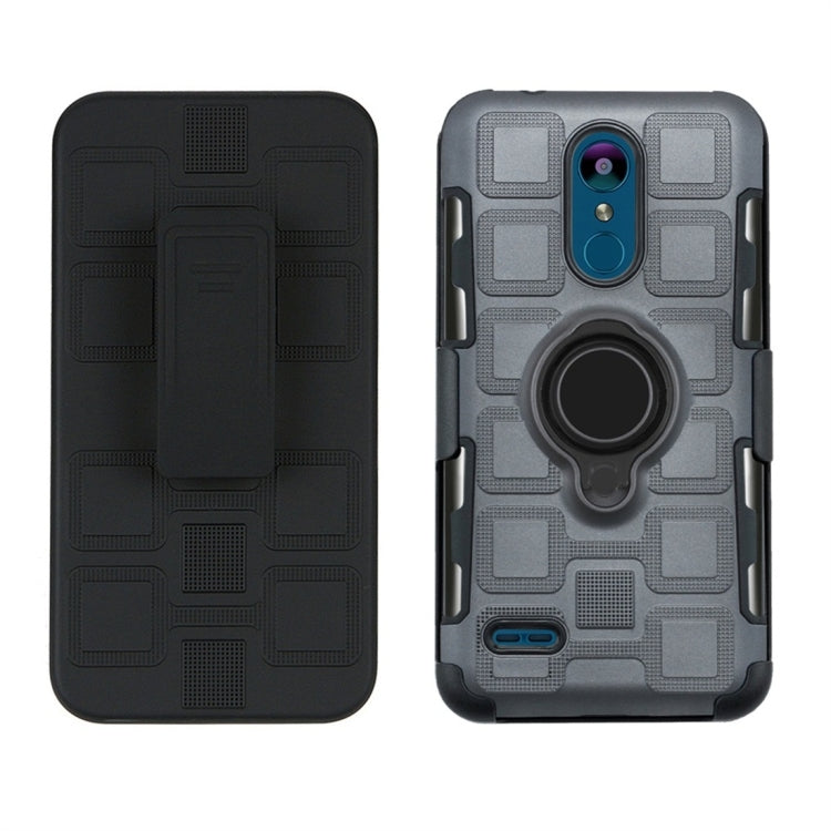 For LG K8 (2018) 3 In 1 Cube PC + TPU Protective Case with 360 Degrees Rotate Black Ring Holder