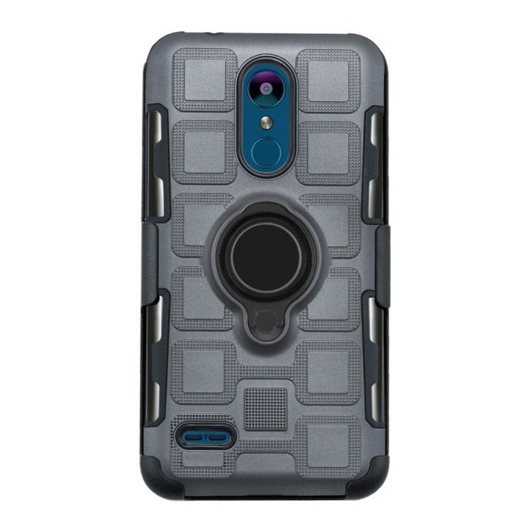 For LG K8 (2018) 3 In 1 Cube PC + TPU Protective Case with 360 Degrees Rotate Black Ring Holder