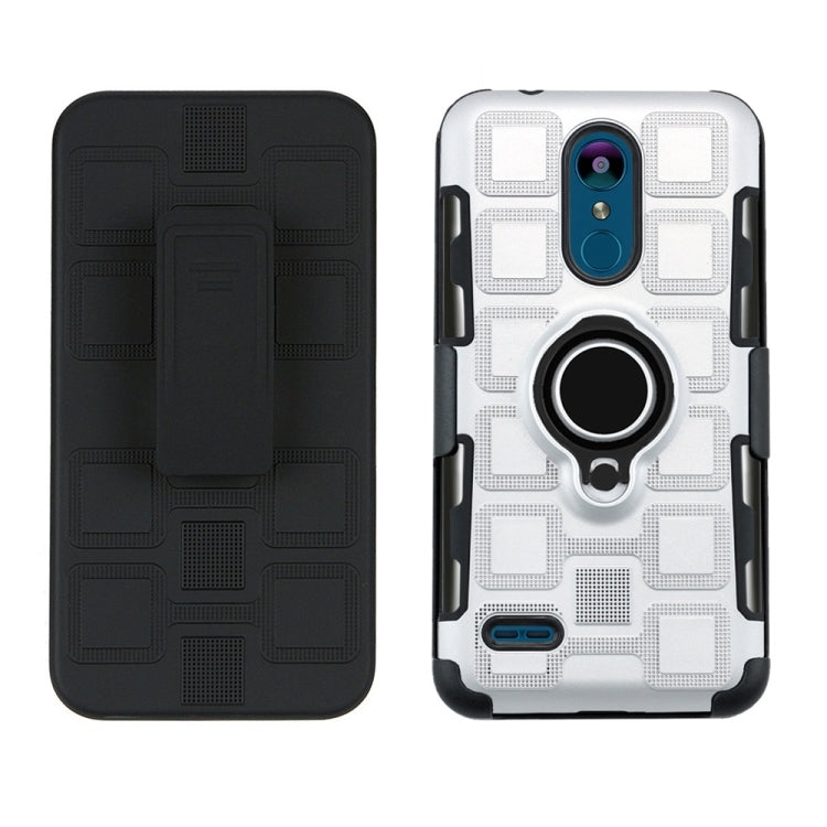For LG K8 (2018) 3 In 1 Cube PC + TPU Protective Case with 360 Degrees Rotate Black Ring Holder