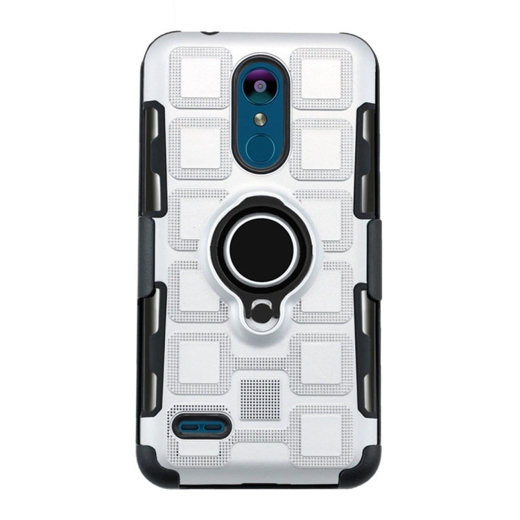 For LG K8 (2018) 3 In 1 Cube PC + TPU Protective Case with 360 Degrees Rotate Black Ring Holder