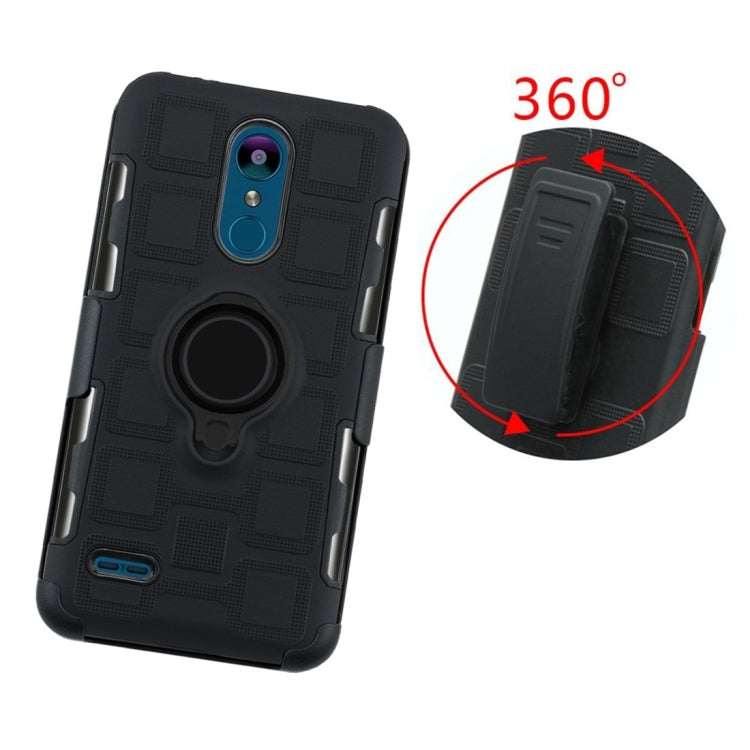 For LG K8 (2018) 3 In 1 Cube PC + TPU Protective Case with 360 Degrees Rotate Black Ring Holder