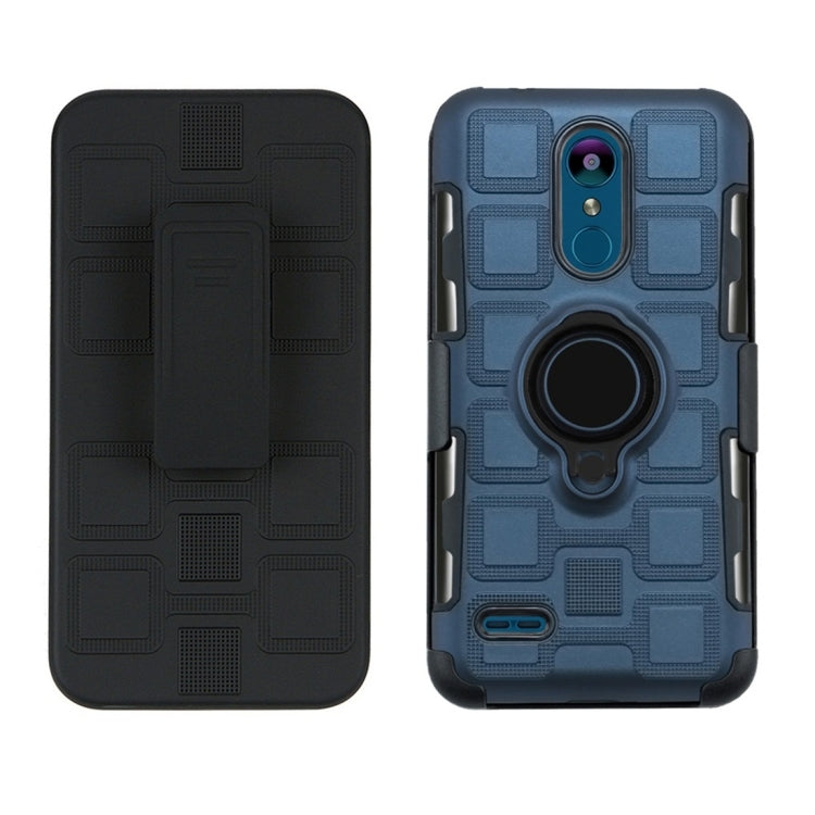 For LG K8 (2018) 3 In 1 Cube PC + TPU Protective Case with 360 Degrees Rotate Black Ring Holder