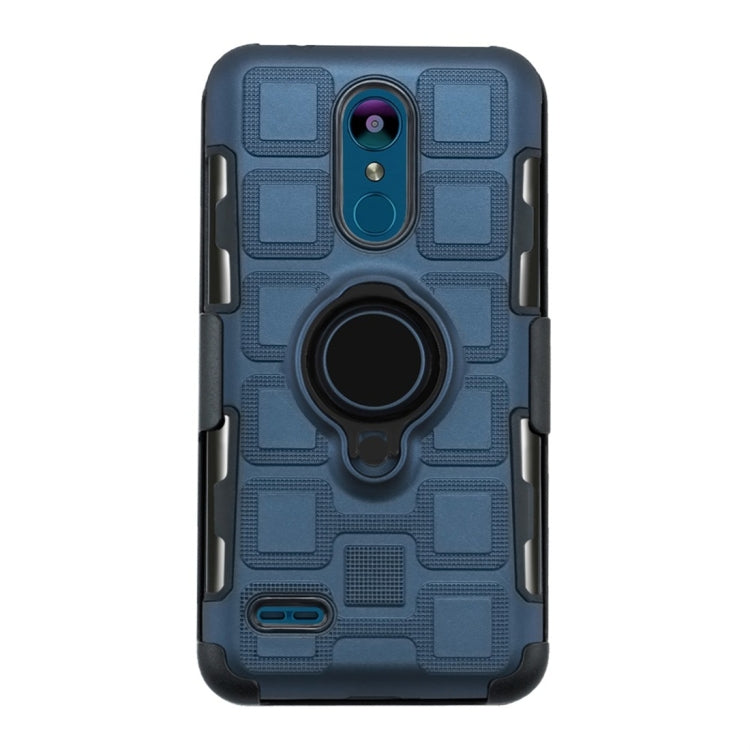 For LG K8 (2018) 3 In 1 Cube PC + TPU Protective Case with 360 Degrees Rotate Black Ring Holder