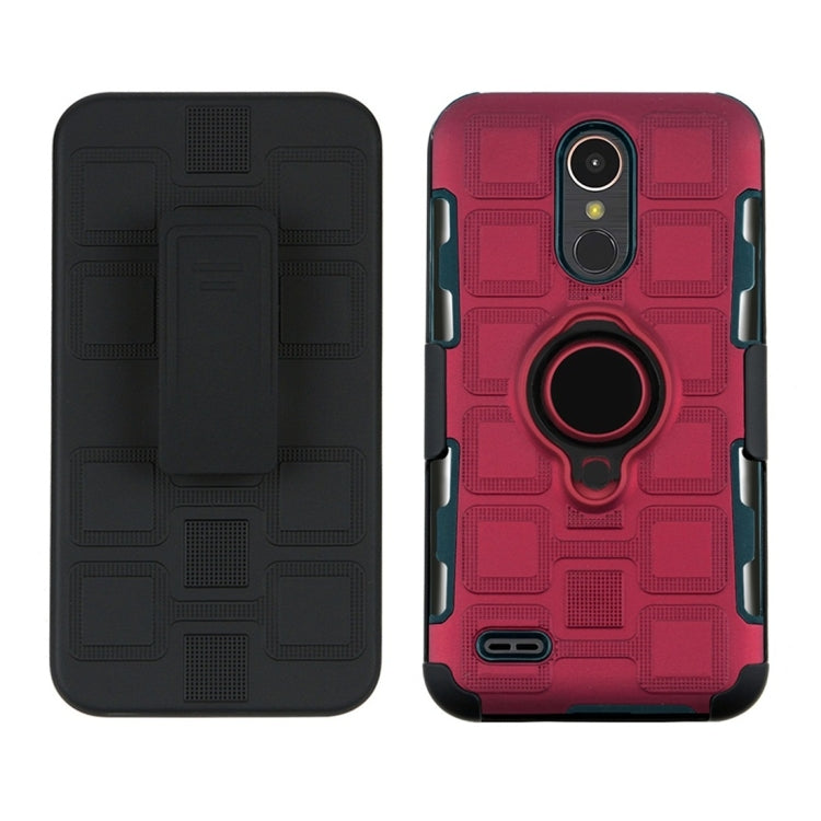 For LG K10 (2017) EU / US Version 3 In 1 Cube PC + TPU Protective Case with 360 Degrees Rotate Black Ring Holder