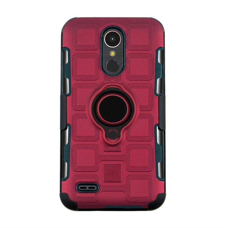 For LG K10 (2017) EU / US Version 3 In 1 Cube PC + TPU Protective Case with 360 Degrees Rotate Black Ring Holder