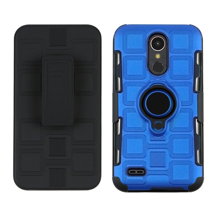 For LG K10 (2017) EU / US Version 3 In 1 Cube PC + TPU Protective Case with 360 Degrees Rotate Black Ring Holder