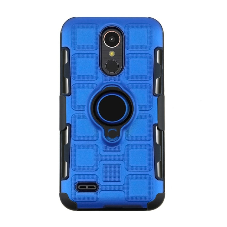 For LG K10 (2017) EU / US Version 3 In 1 Cube PC + TPU Protective Case with 360 Degrees Rotate Black Ring Holder