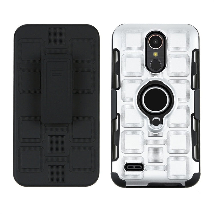 For LG K10 (2017) EU / US Version 3 In 1 Cube PC + TPU Protective Case with 360 Degrees Rotate Black Ring Holder