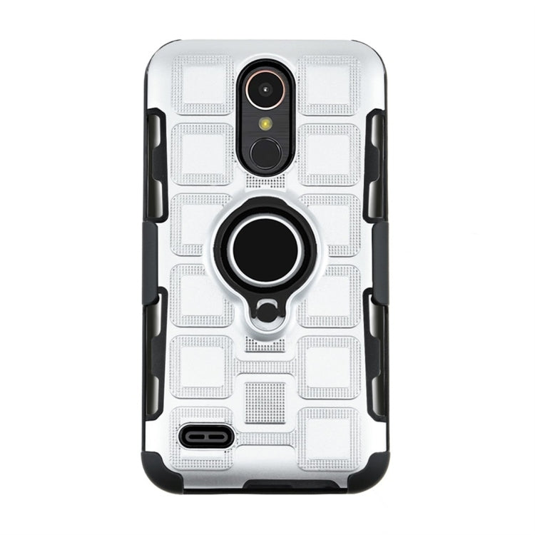 For LG K10 (2017) EU / US Version 3 In 1 Cube PC + TPU Protective Case with 360 Degrees Rotate Black Ring Holder